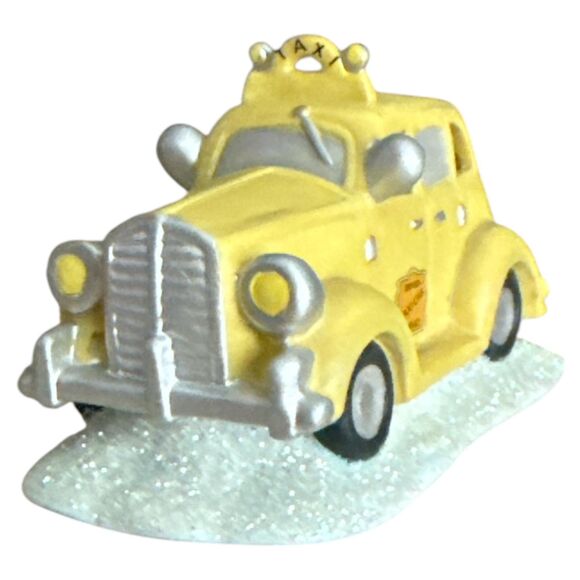 Vintage Yellow Taxi Figurine: Ernies Taxi Cab Service, Holiday Village Display - Picture 3 of 7